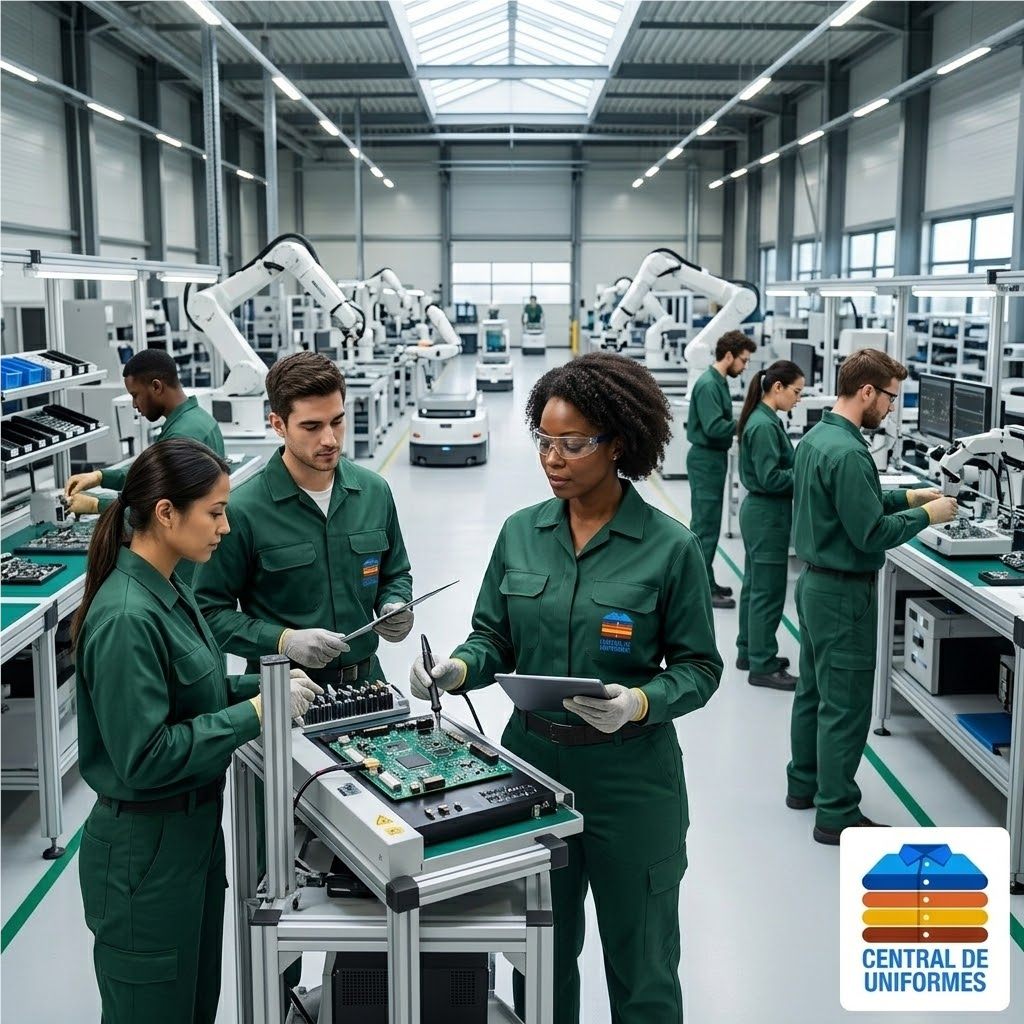 Operario en uniforme de seguridad industrial, dotación empresarial en Colombia